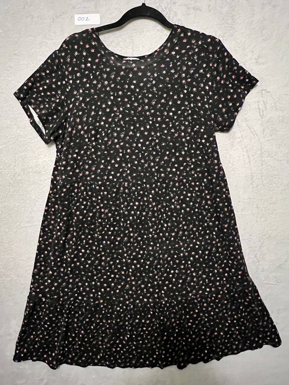 Olive & Oak Black Midi Dress with Pink Floral Print